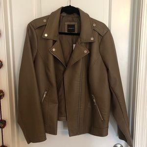 NWT Lane Bryant Faux Brown Leather Jacket